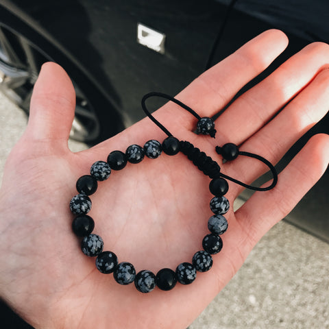 Snowflake Obsidian Macrame