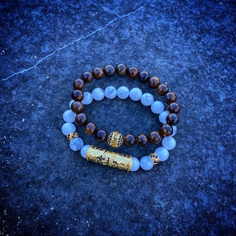 Royal Mykonos Stack | White Howlite x Bronzite